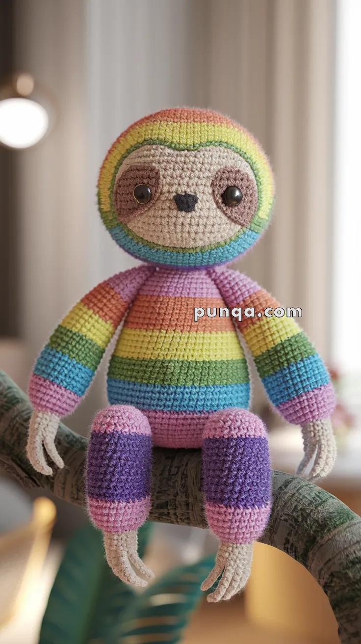 Amigurumi Rainbow Sloth – FREE Crochet Pattern