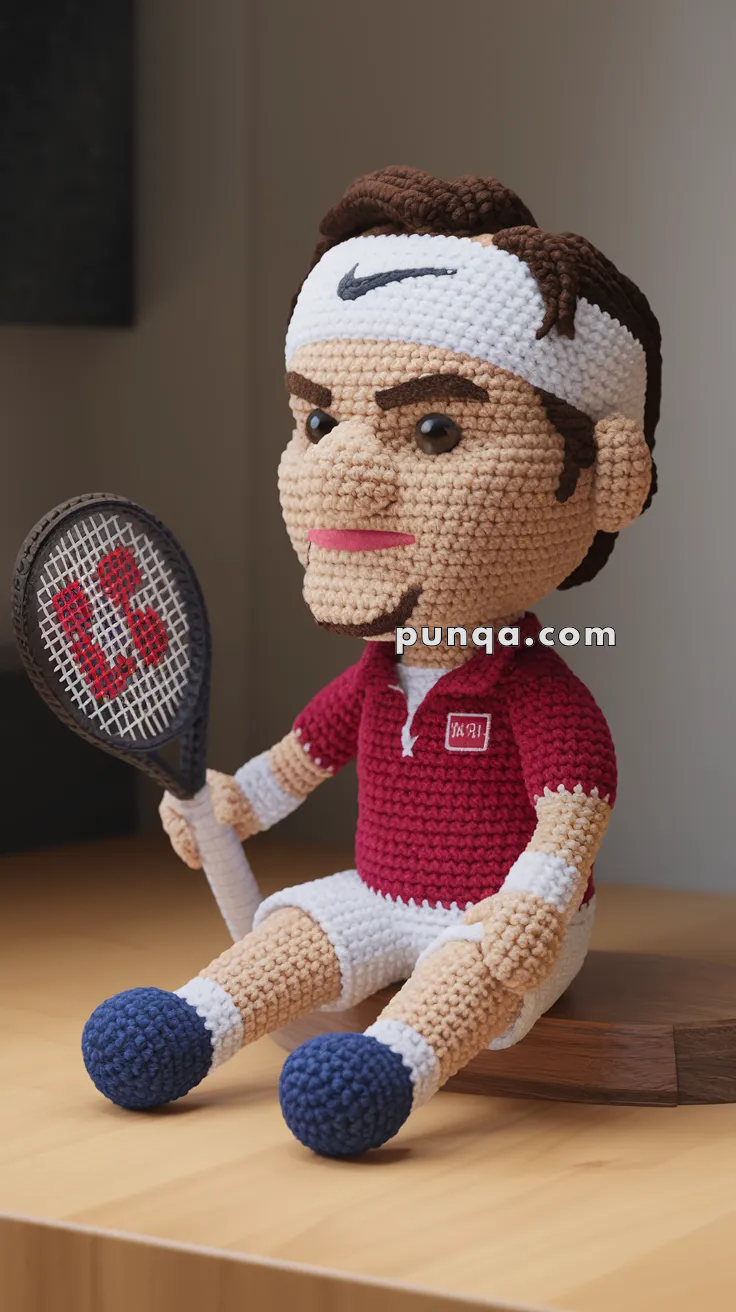 Realistic crochet image for Amigurumi Roger Federer - FREE Crochet Pattern