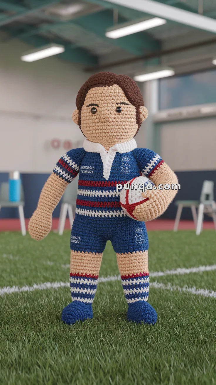 Realistic crochet image for Amigurumi Rugby Player - FREE Crochet Pattern
