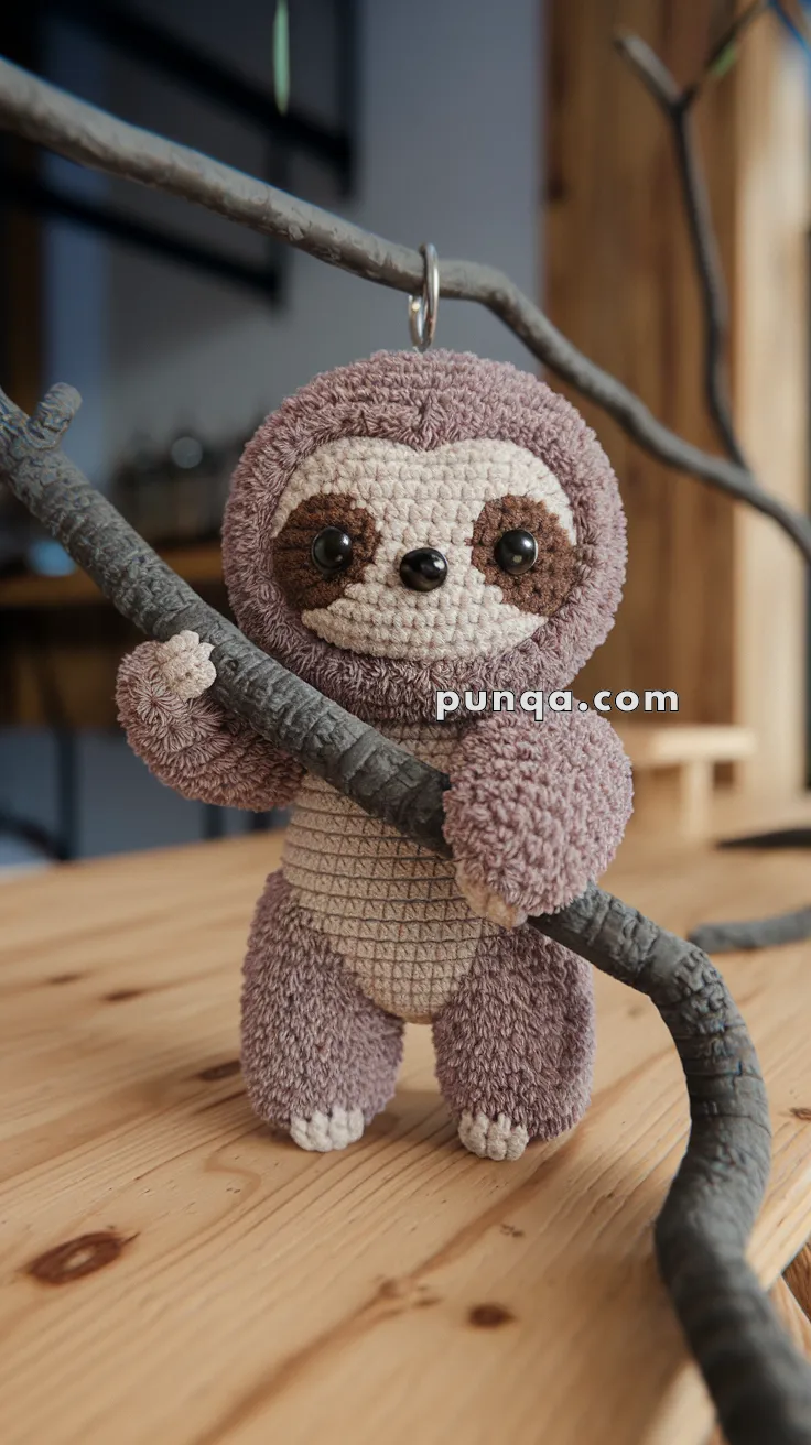 Amigurumi Sloth Keychain – FREE Crochet Pattern