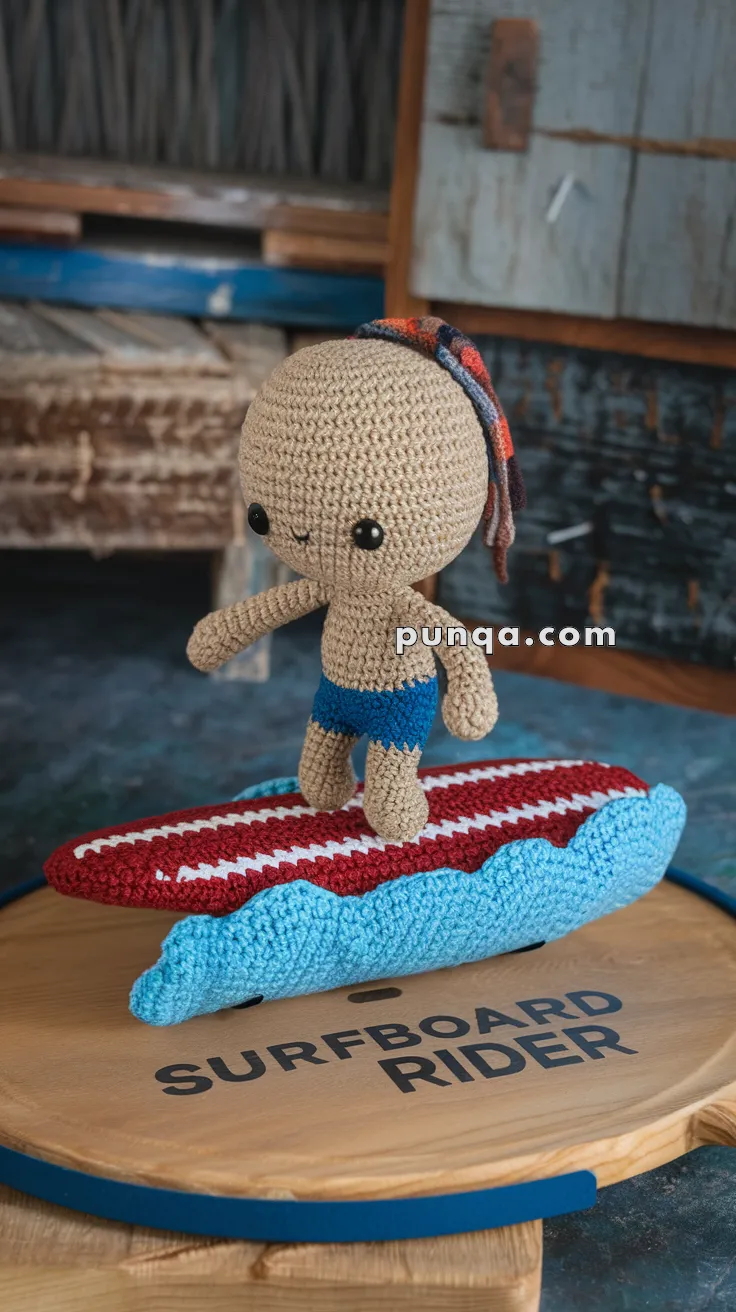 Realistic crochet image for Amigurumi Surfboard Rider - FREE Crochet Pattern