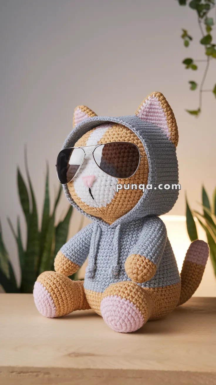 Realistic crochet image for Amigurumi Techno Cat - FREE Crochet Pattern