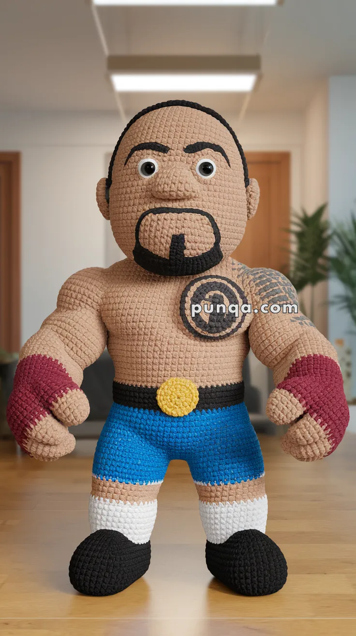 Realistic crochet image for Amigurumi The Rock Dwayne Johnson - FREE Crochet Pattern
