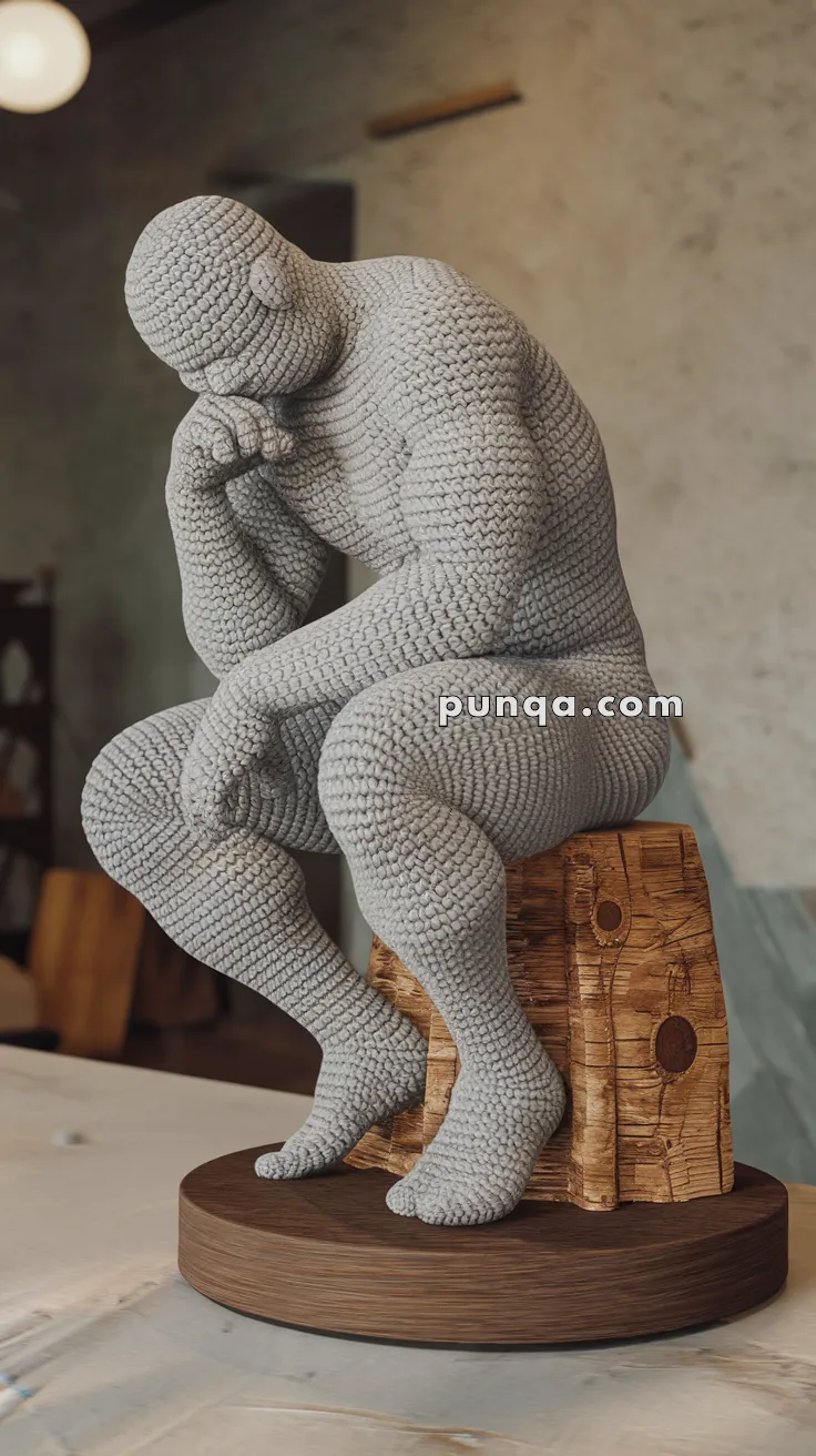 Amigurumi The Thinker Statue – FREE Crochet Pattern