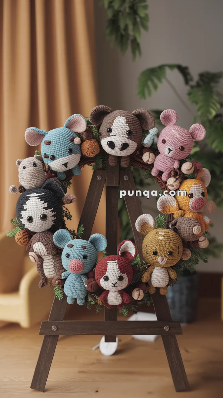 Realistic crochet image for Amigurumi Wreath - FREE Crochet Pattern