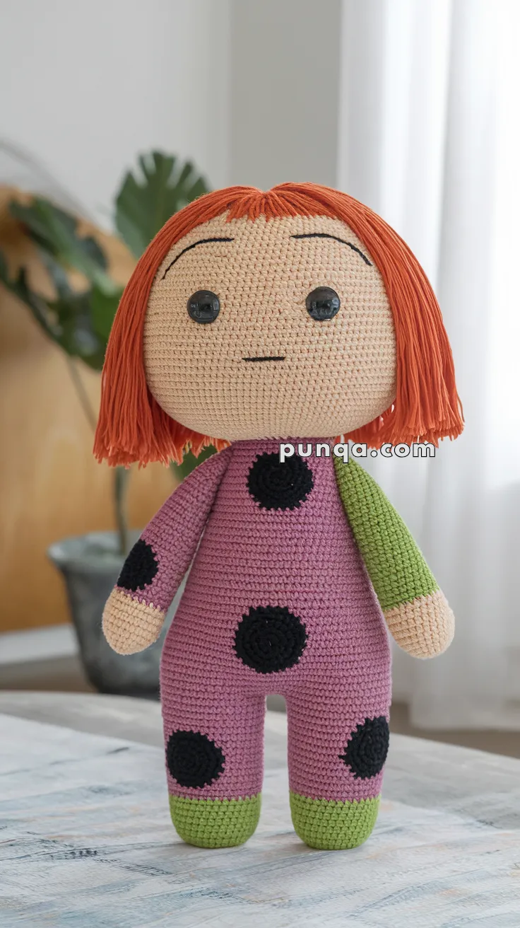 Realistic crochet image for Amigurumi Yayoi Kusama Doll - FREE Crochet Pattern