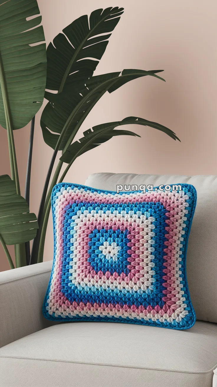 Granny Square Throw Pillow – FREE Crochet Pattern