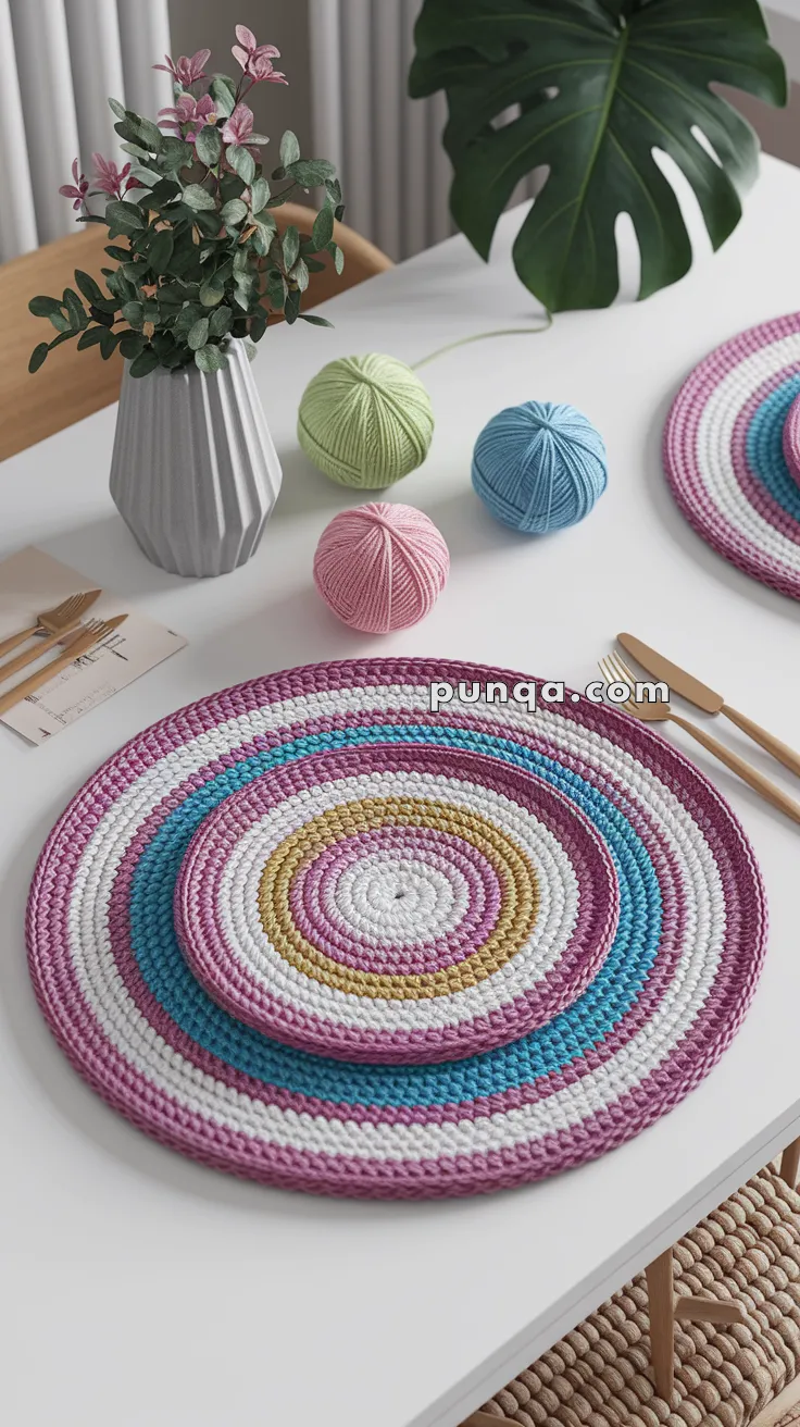 Colorful Round Placemat – FREE Crochet Pattern