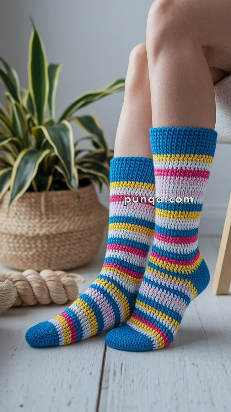 Striped Socks – FREE Crochet Pattern