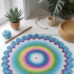 Rainbow Burst Table Mat – FREE Crochet Pattern