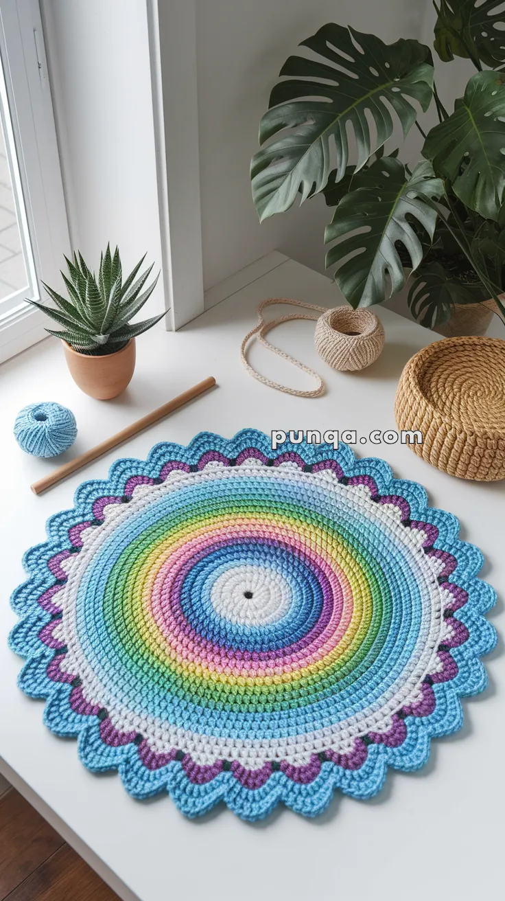 Rainbow Burst Table Mat – FREE Crochet Pattern