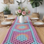 Granny Square Table Runner – FREE Crochet Pattern