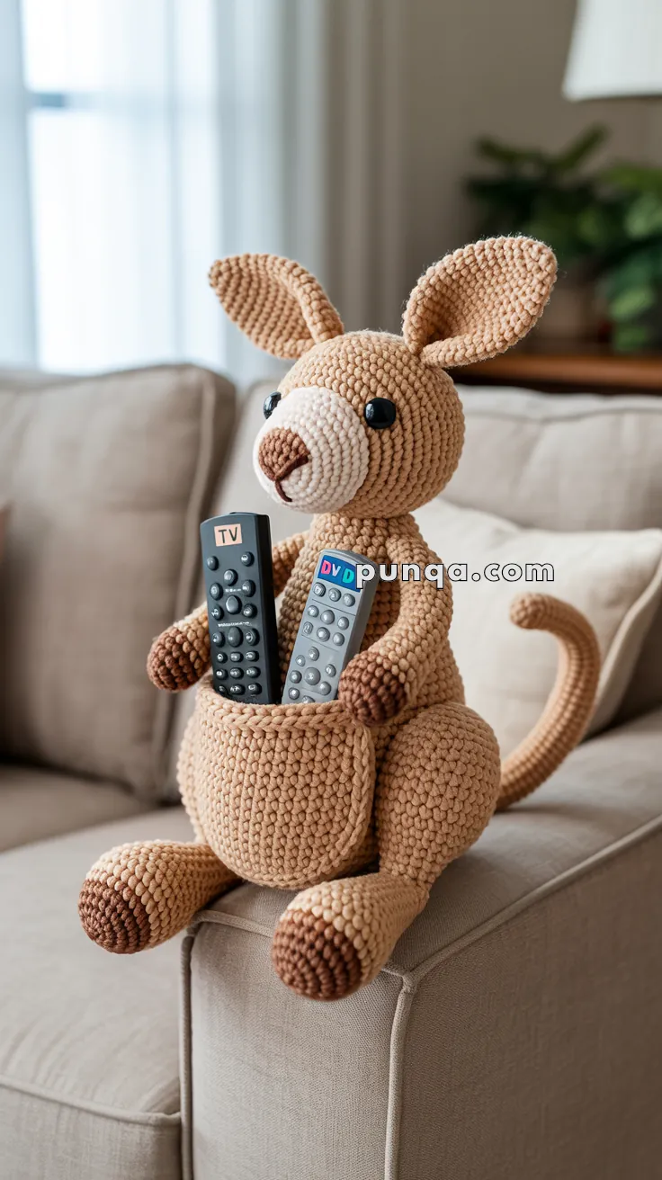 Amigurumi Kangaroo Remote Holder – FREE Crochet Pattern