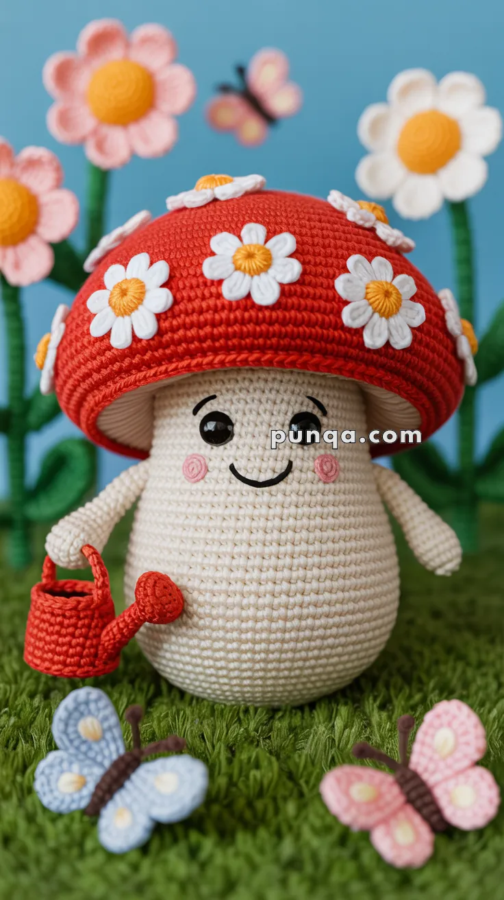 Amigurumi Mushroom with Watering Can – FREE Crochet Pattern