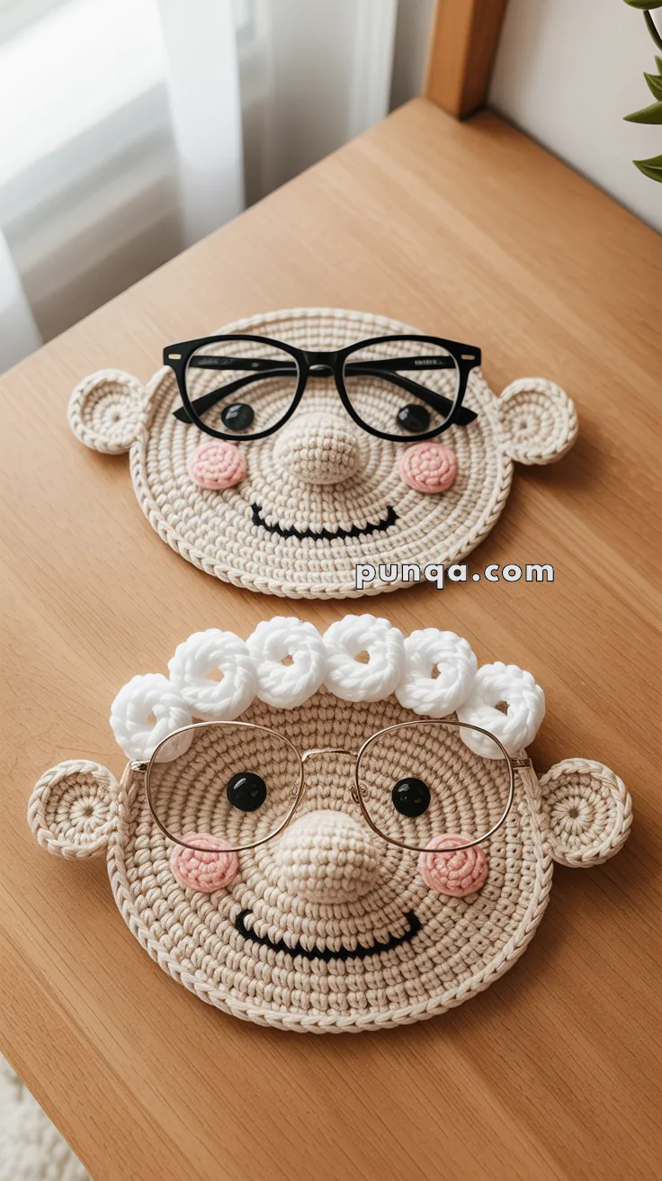 Grandma & Grandpa Face Glasses Holders – FREE Crochet Pattern